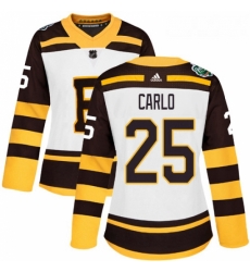 Womens Adidas Boston Bruins 25 Brandon Carlo Authentic White 2019 Winter Classic NHL Jersey 