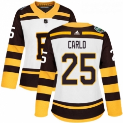 Womens Adidas Boston Bruins 25 Brandon Carlo Authentic White 2019 Winter Classic NHL Jersey 