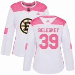 Womens Adidas Boston Bruins 39 Matt Beleskey Authentic WhitePink Fashion NHL Jersey 