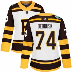 Womens Adidas Boston Bruins 74 Jake DeBrusk Authentic White 2019 Winter Classic NHL Jersey 