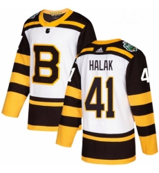 Youth Adidas Boston Bruins 41 Jaroslav Halak Authentic White 2019 Winter Classic NHL Jerse