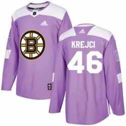 Youth Adidas Boston Bruins 46 David Krejci Authentic Purple Fights Cancer Practice NHL Jersey 