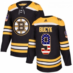 Youth Adidas Boston Bruins 9 Johnny Bucyk Authentic Black USA Flag Fashion NHL Jersey 