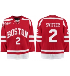 Boston University Terriers BU 2 Shane Switzer Red Stitched Hockey Jersey