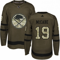 Mens Adidas Buffalo Sabres 19 Jake McCabe Authentic Green Salute to Service NHL Jersey 