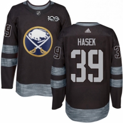 Mens Adidas Buffalo Sabres 39 Dominik Hasek Authentic Black 1917 2017 100th Anniversary NHL Jersey 