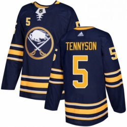 Mens Adidas Buffalo Sabres 5 Matt Tennyson Authentic Navy Blue Home NHL Jersey 