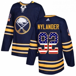 Mens Adidas Buffalo Sabres 92 Alexander Nylander Authentic Navy Blue USA Flag Fashion NHL Jersey 