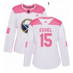 Womens Adidas Buffalo Sabres 15 Jack Eichel Authentic WhitePink Fashion NHL Jersey 