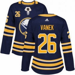 Womens Adidas Buffalo Sabres 26 Thomas Vanek Authentic Navy Blue Home NHL Jersey 