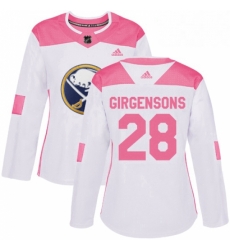 Womens Adidas Buffalo Sabres 28 Zemgus Girgensons Authentic WhitePink Fashion NHL Jersey 