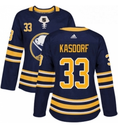 Womens Adidas Buffalo Sabres 33 Jason Kasdorf Authentic Navy Blue Home NHL Jersey 