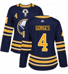 Womens Adidas Buffalo Sabres 4 Josh Gorges Premier Navy Blue Home NHL Jersey 