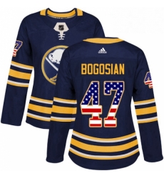 Womens Adidas Buffalo Sabres 47 Zach Bogosian Authentic Navy Blue USA Flag Fashion NHL Jersey 