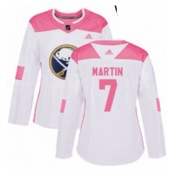 Womens Adidas Buffalo Sabres 7 Rick Martin Authentic WhitePink Fashion NHL Jersey 