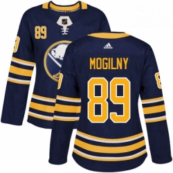 Womens Adidas Buffalo Sabres 89 Alexander Mogilny Authentic Navy Blue Home NHL Jersey 