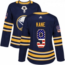 Womens Adidas Buffalo Sabres 9 Evander Kane Authentic Navy Blue USA Flag Fashion NHL Jersey 