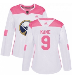 Womens Adidas Buffalo Sabres 9 Evander Kane Authentic WhitePink Fashion NHL Jersey 