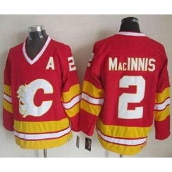 Calgary Flames #2 Al MacInnis Red CCM Throwback Stitched NHL Jersey