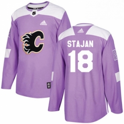 Mens Adidas Calgary Flames 18 Matt Stajan Authentic Purple Fights Cancer Practice NHL Jersey 