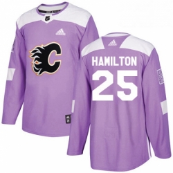 Mens Adidas Calgary Flames 25 Freddie Hamilton Authentic Purple Fights Cancer Practice NHL Jersey 