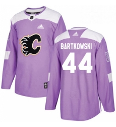 Mens Adidas Calgary Flames 44 Matt Bartkowski Authentic Purple Fights Cancer Practice NHL Jersey 