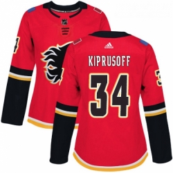 Womens Adidas Calgary Flames 34 Miikka Kiprusoff Authentic Red Home NHL Jersey 