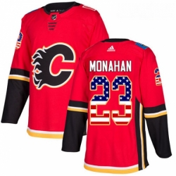 Youth Adidas Calgary Flames 23 Sean Monahan Authentic Red USA Flag Fashion NHL Jersey 