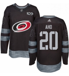 Mens Adidas Carolina Hurricanes 20 Sebastian Aho Authentic Black 1917 2017 100th Anniversary NHL Jersey 