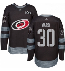 Mens Adidas Carolina Hurricanes 30 Cam Ward Authentic Black 1917 2017 100th Anniversary NHL Jersey 