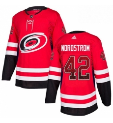 Mens Adidas Carolina Hurricanes 42 Joakim Nordstrom Authentic Red Drift Fashion NHL Jersey 