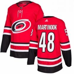 Mens Adidas Carolina Hurricanes 48 Jordan Martinook Authentic Red Home NHL Jersey 