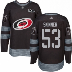 Mens Adidas Carolina Hurricanes 53 Jeff Skinner Premier Black 1917 2017 100th Anniversary NHL Jersey 