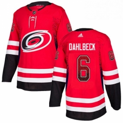 Mens Adidas Carolina Hurricanes 6 Klas Dahlbeck Authentic Red Drift Fashion NHL Jersey 