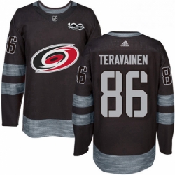 Mens Adidas Carolina Hurricanes 86 Teuvo Teravainen Authentic Black 1917 2017 100th Anniversary NHL Jersey 