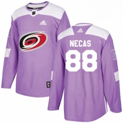 Mens Adidas Carolina Hurricanes 88 Martin Necas Authentic Purple Fights Cancer Practice NHL Jersey 