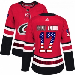 Womens Adidas Carolina Hurricanes 17 Rod BrindAmour Authentic Red USA Flag Fashion NHL Jersey 