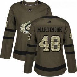 Womens Adidas Carolina Hurricanes 48 Jordan Martinook Authentic Green Salute to Service NHL Jersey 