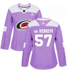 Womens Adidas Carolina Hurricanes 57 Trevor Van Riemsdyk Authentic Purple Fights Cancer Practice NHL Jersey 