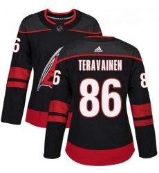 Womens Adidas Carolina Hurricanes 86 Teuvo Teravainen Premier Black Alternate NHL Jersey 