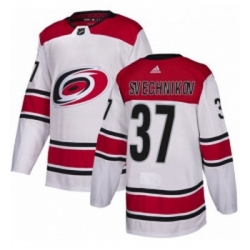 Youth Adidas Carolina Hurricanes 37 Andrei Svechnikov Authentic White Away NHL Jersey 