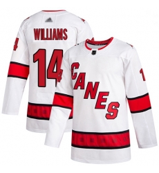 Youth Hurricanes 14 Justin Williams White Road Authentic Stitched Hockey Jersey