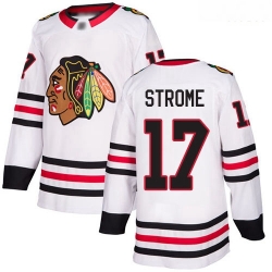 Blackhawks #17 Dylan Strome White Road Authentic Stitched Hockey Jersey