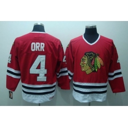 Blackhawks #4 Bobby Orr Stitched Red CCM Throwback NHL Jersey