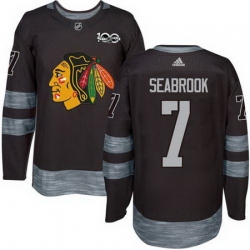 Blackhawks #7 Brent Seabrook Black 1917 2017 100th Anniversary Stitched NHL Jersey