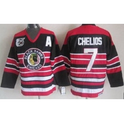 Chicago Blackhawks 7 Chris Chelios Black 75th Throwback CCM NHL Jerseys