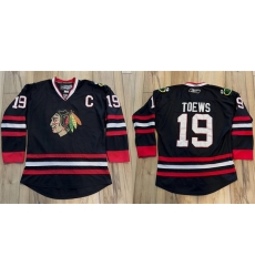 Men Chicago Blackhawks 19 Jonathan Toews Black Stitched Hockey Jersey