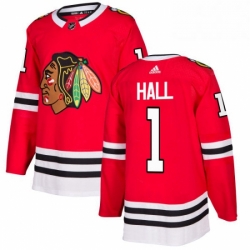 Mens Adidas Chicago Blackhawks 1 Glenn Hall Premier Red Home NHL Jersey 