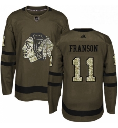 Mens Adidas Chicago Blackhawks 11 Cody Franson Authentic Green Salute to Service NHL Jersey 