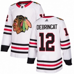 Men's Adidas Chicago Blackhawks #12 Alex DeBrincat Authentic White Away NHL Jersey